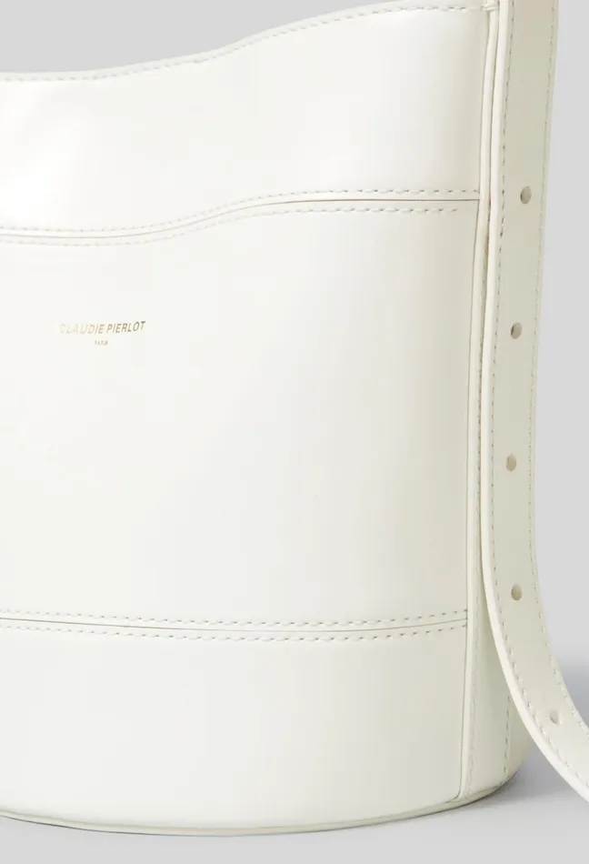 Claudie Pierlot Leather Bucket Bag White Women Shoulder Bags Claudie Pierlot Leather Bucket Bag White Women Shoulder Bags