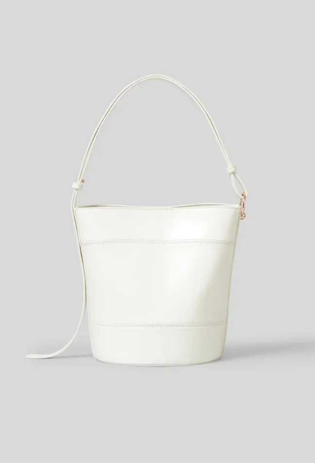 Claudie Pierlot Leather Bucket Bag White Women Shoulder Bags Claudie Pierlot Leather Bucket Bag White Women Shoulder Bags