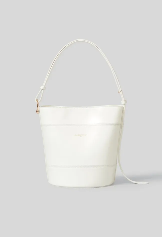 Claudie Pierlot Leather Bucket Bag White Women Shoulder Bags Claudie Pierlot Leather Bucket Bag White Women Shoulder Bags