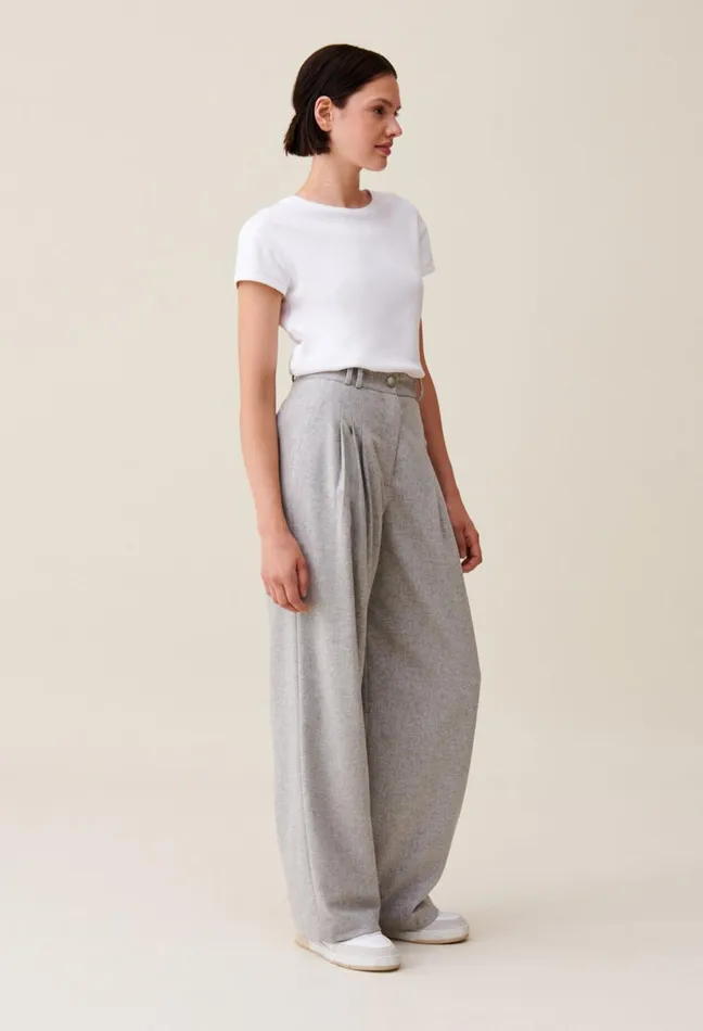 Claudie Pierlot Light Grey WideKnit Trousers Light Grey Women Jeans And Trousers