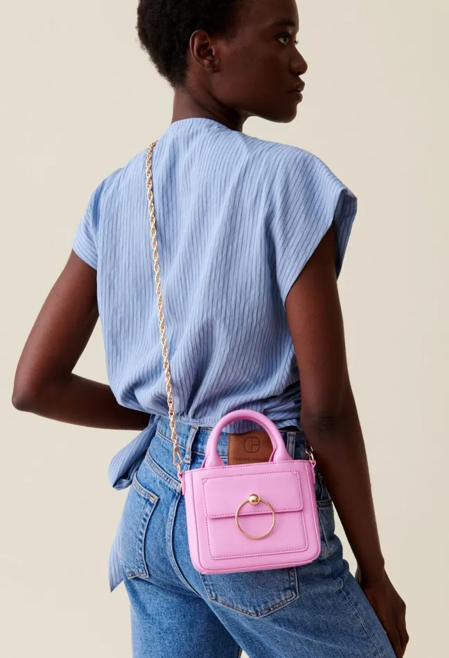 Claudie Pierlot Mini Anouck Smooth Leather Bag Pink Women Small Bags Claudie Pierlot Mini Anouck Smooth Leather Bag Pink Women Small Bags