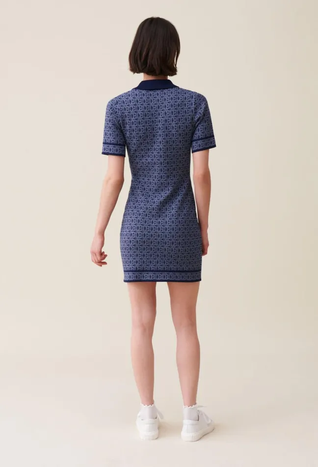 Claudie Pierlot Navy Monogram Short Dress Women Dresses Claudie Pierlot Navy Monogram Short Dress Women Dresses