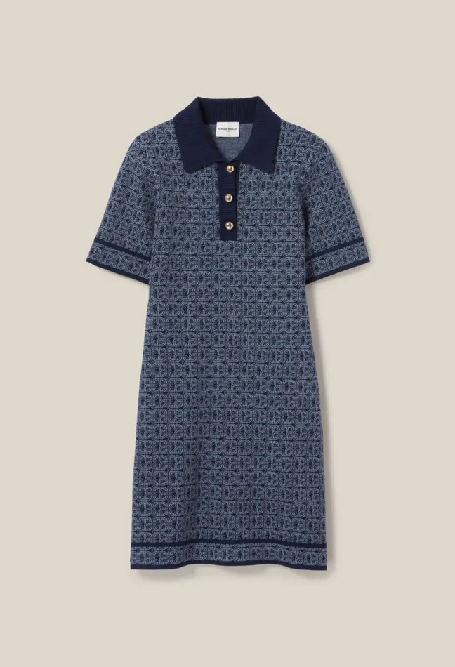 Claudie Pierlot Navy Monogram Short Dress Women Dresses Claudie Pierlot Navy Monogram Short Dress Women Dresses