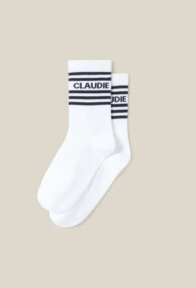 Claudie Pierlot Navy Striped Sports Socks Women Socks