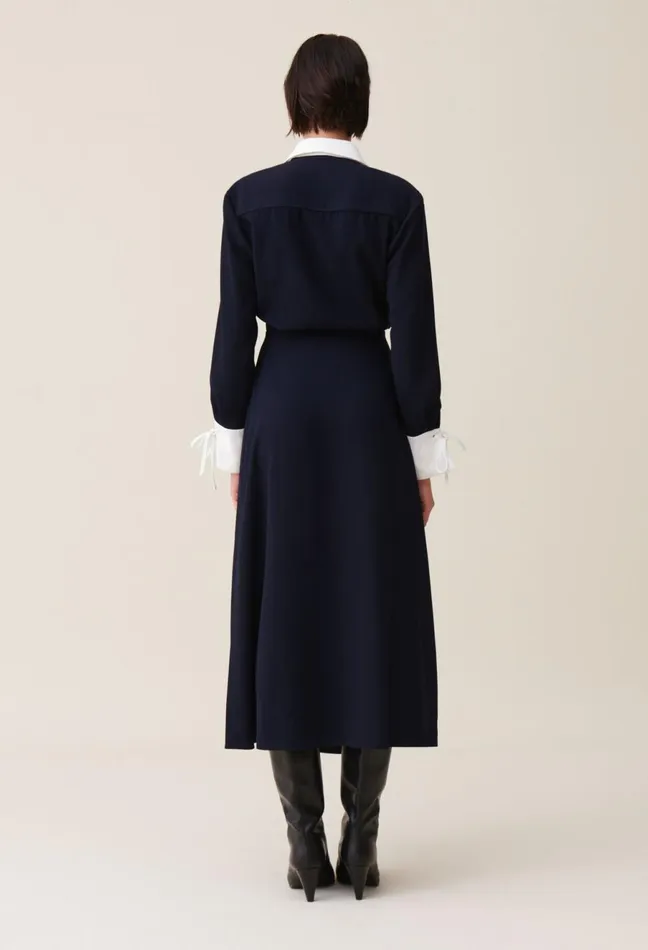 Claudie Pierlot Navy Wrap Fluid Maxi Dress Dualcolor Women Dresses Claudie Pierlot Navy Wrap Fluid Maxi Dress Dualcolor Women Dresses