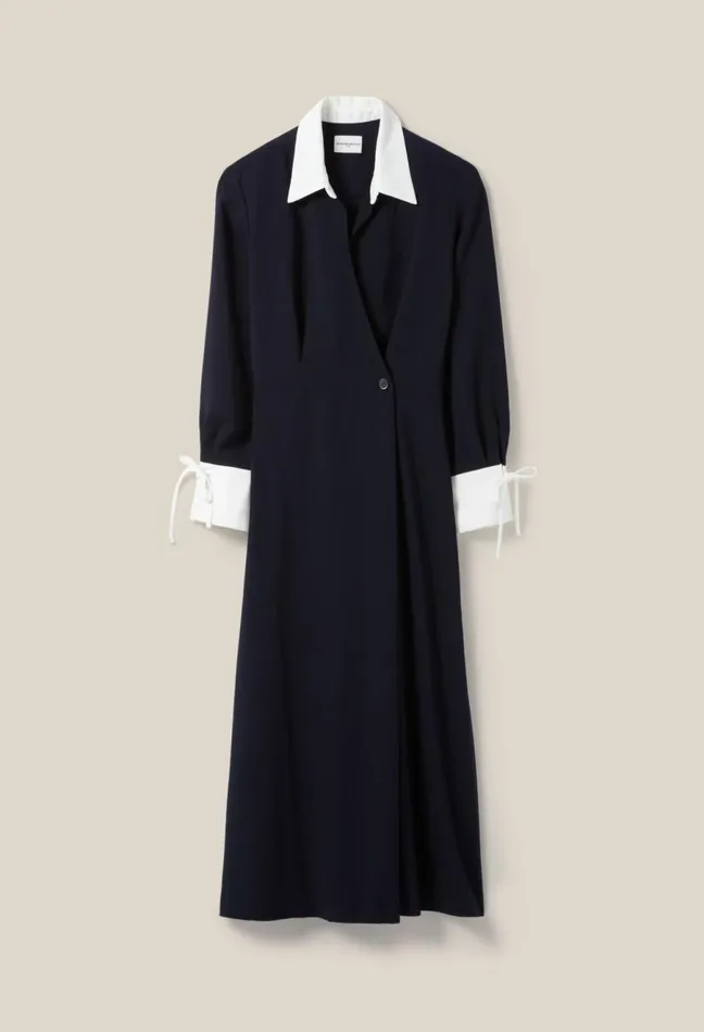 Claudie Pierlot Navy Wrap Fluid Maxi Dress Dualcolor Women Dresses Claudie Pierlot Navy Wrap Fluid Maxi Dress Dualcolor Women Dresses