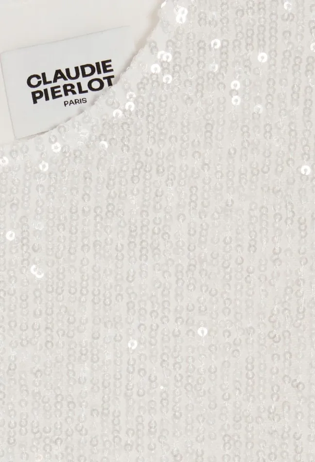 Claudie Pierlot OffWhite Sequinned Sleeveless Top Ecru Women Tops And Shirts Claudie Pierlot OffWhite Sequinned Sleeveless Top Ecru Women Tops And Shirts