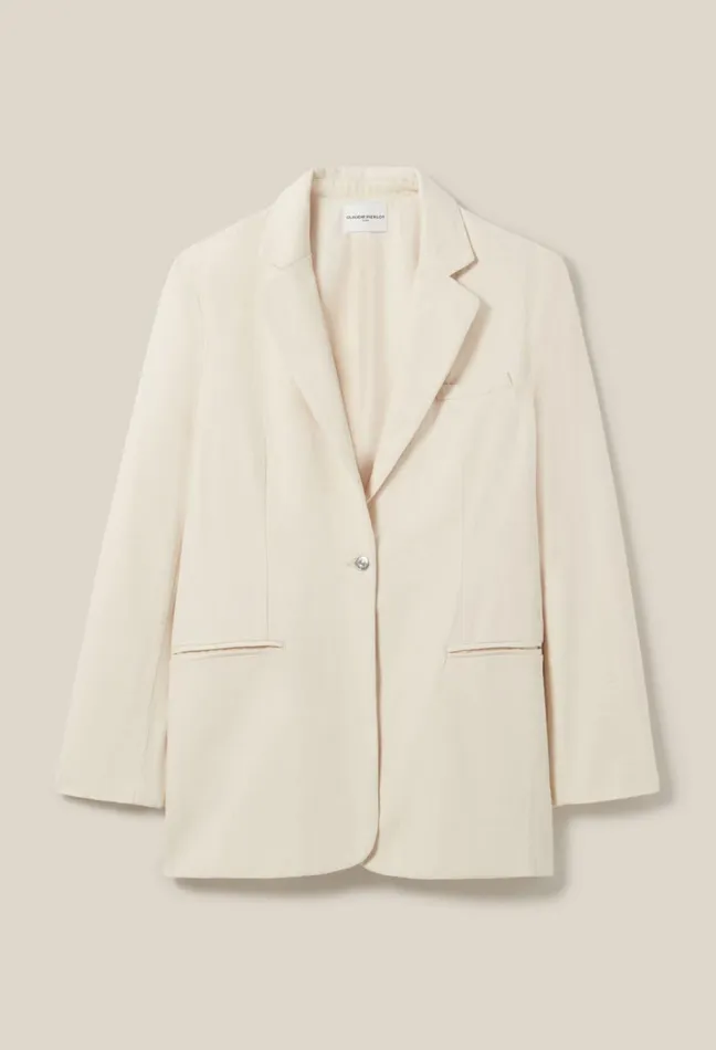 Claudie Pierlot Oversized Denim Blazer Light Beige Women Blazers