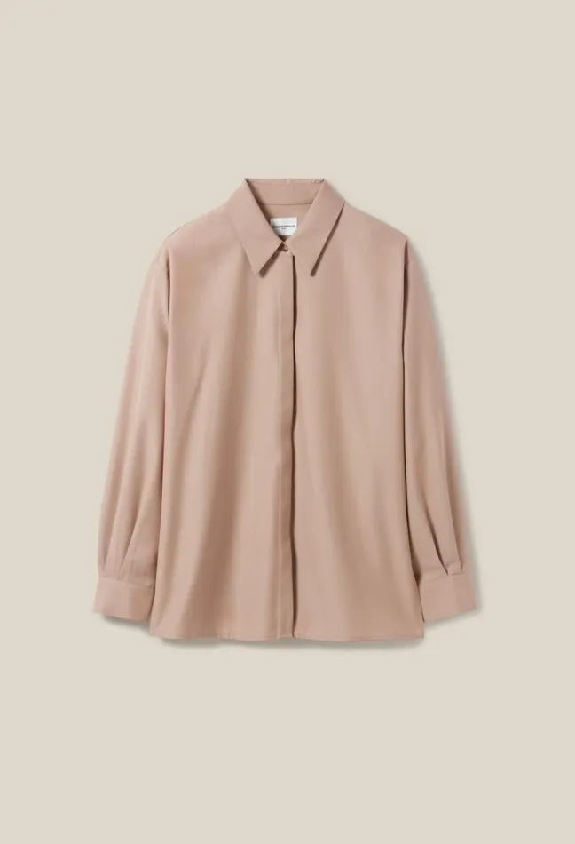 Claudie Pierlot Pleated Oversized Shirt Beige Women Tops And Shirts