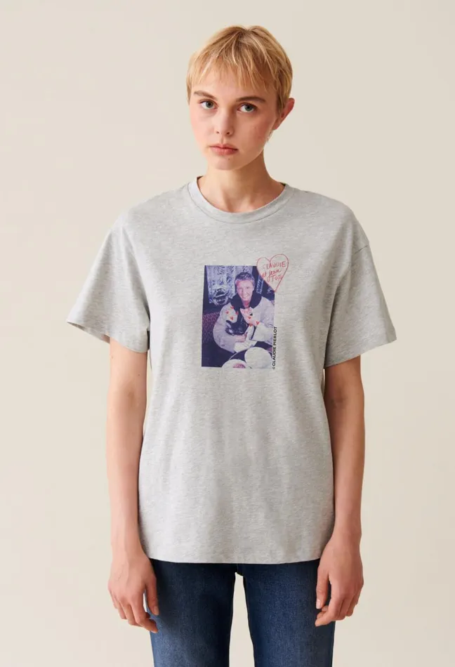 Claudie Pierlot Printed TShirt Mottled Grey Women TShirts Claudie Pierlot Printed TShirt Mottled Grey Women TShirts