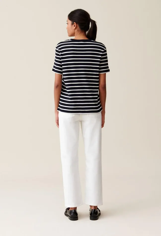 Claudie Pierlot Sailor TShirt Jean Toto Embroidery Dualcolor Women TShirts Claudie Pierlot Sailor TShirt Jean Toto Embroidery Dualcolor Women TShirts