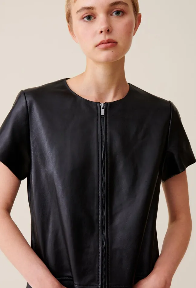 Claudie Pierlot Short Zipped Leather Dress Black Women Dresses
