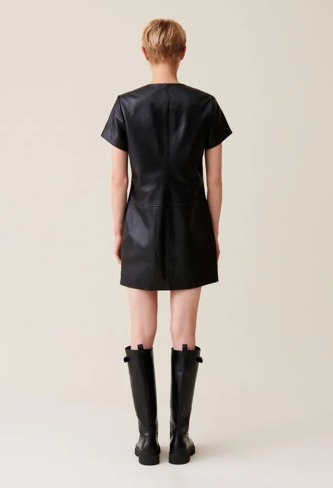Claudie Pierlot Short Zipped Leather Dress Black Women Dresses Claudie Pierlot Short Zipped Leather Dress Black Women Dresses