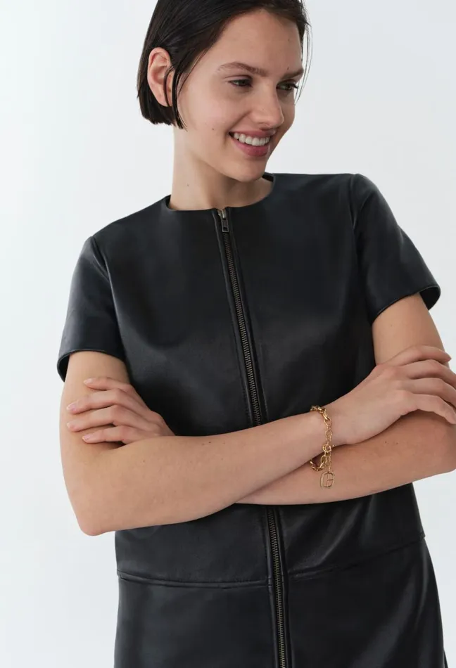 Claudie Pierlot Short Zipped Leather Dress Black Women Dresses Claudie Pierlot Short Zipped Leather Dress Black Women Dresses