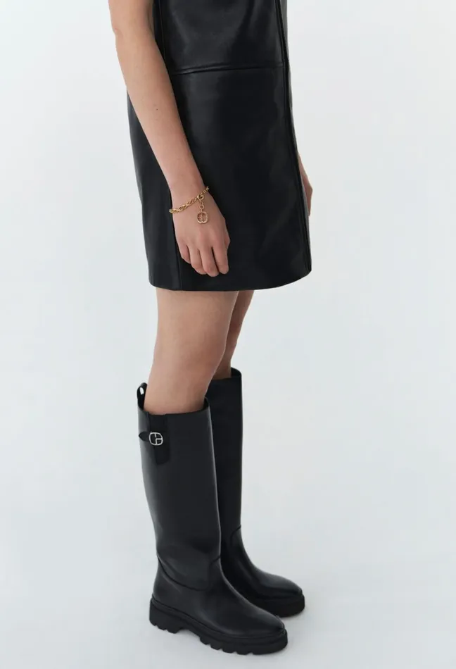 Claudie Pierlot Short Zipped Leather Dress Black Women Dresses Claudie Pierlot Short Zipped Leather Dress Black Women Dresses