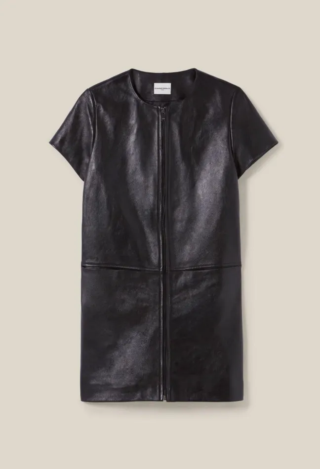 Claudie Pierlot Short Zipped Leather Dress Black Women Dresses Claudie Pierlot Short Zipped Leather Dress Black Women Dresses