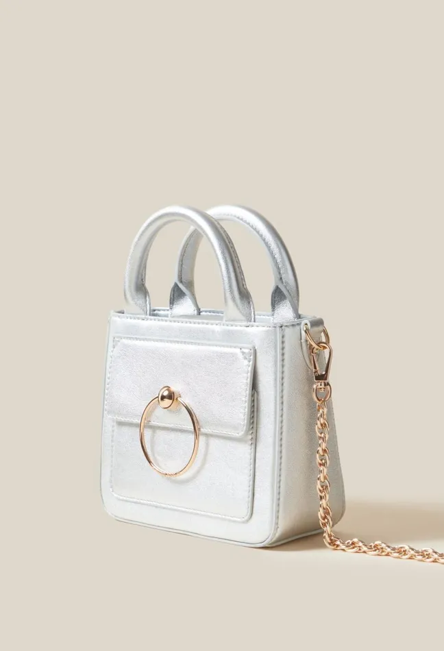 Claudie Pierlot Silver Anouck Nano Bag Silver Women Crossbody Bags Claudie Pierlot Silver Anouck Nano Bag Silver Women Crossbody Bags