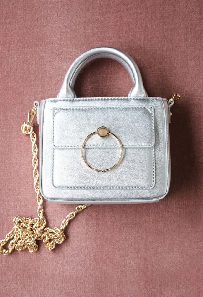 Claudie Pierlot Silver Anouck Nano Bag Silver Women Crossbody Bags Claudie Pierlot Silver Anouck Nano Bag Silver Women Crossbody Bags