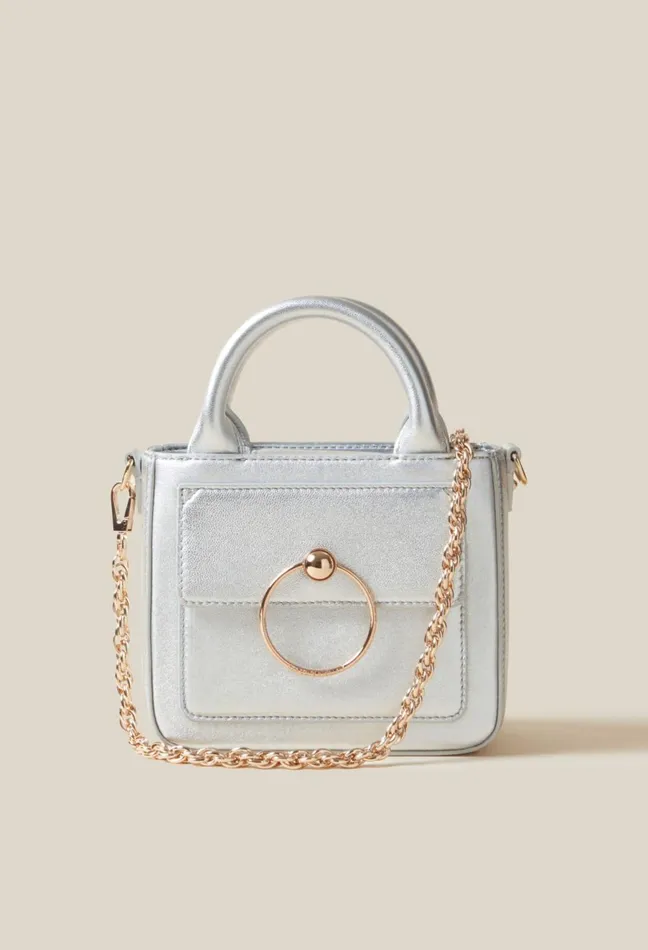 Claudie Pierlot Silver Anouck Nano Bag Silver Women Crossbody Bags Claudie Pierlot Silver Anouck Nano Bag Silver Women Crossbody Bags