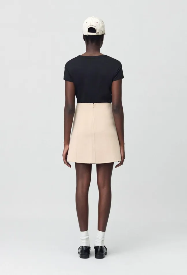 Claudie Pierlot Straight Mini Skirt Beige Women Skirts And Shorts Claudie Pierlot Straight Mini Skirt Beige Women Skirts And Shorts