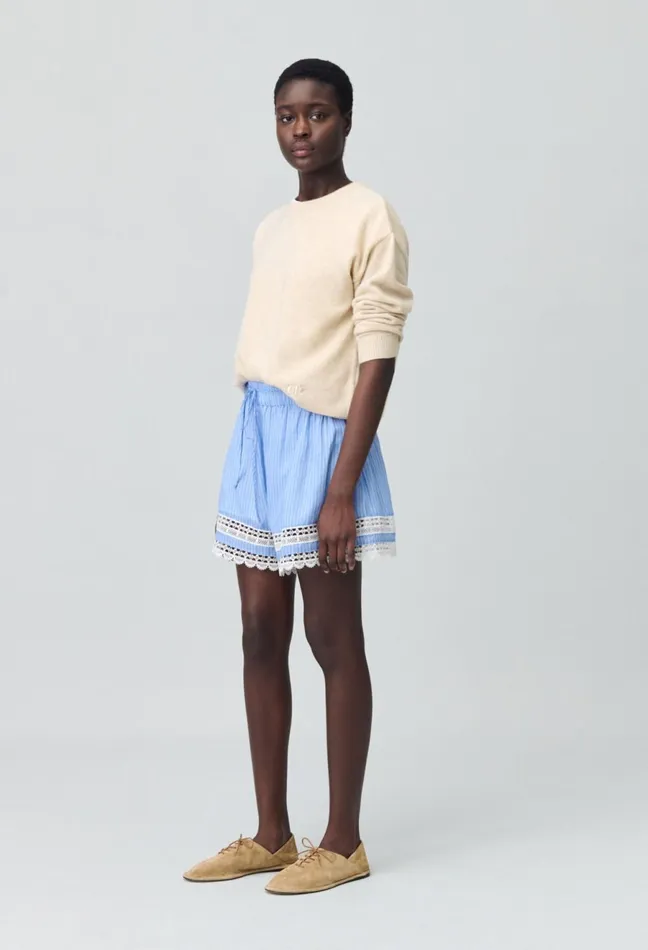 Claudie Pierlot Striped Lace Shorts Dualcolor Women Skirts And Shorts Claudie Pierlot Striped Lace Shorts Dualcolor Women Skirts And Shorts