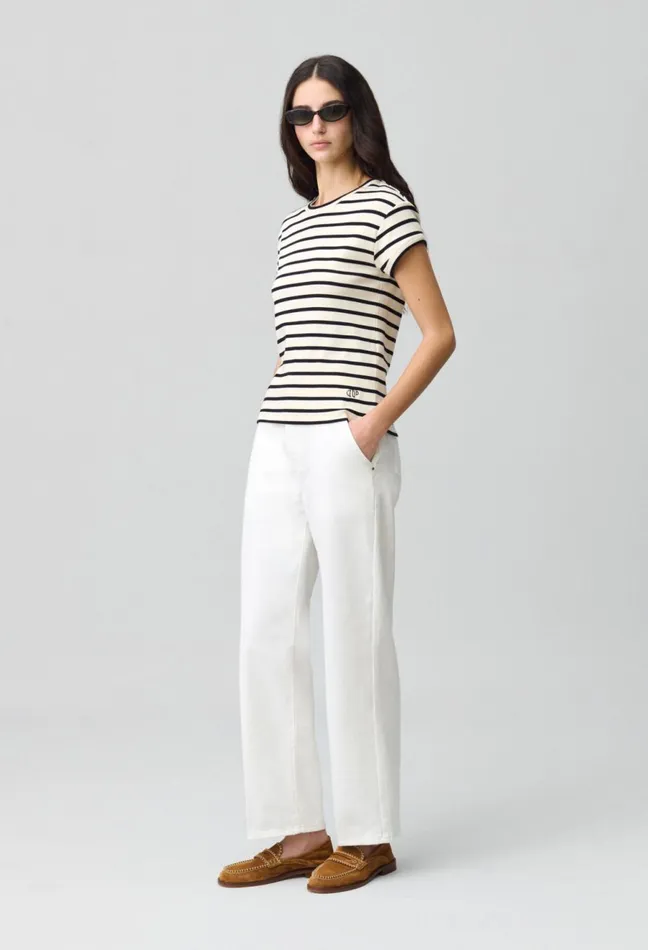 Claudie Pierlot Striped Short Sleeve TShirt Dualcolor Women TShirts