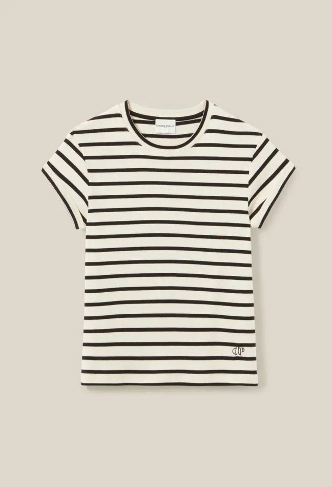 Claudie Pierlot Striped Short Sleeve TShirt Dualcolor Women TShirts Claudie Pierlot Striped Short Sleeve TShirt Dualcolor Women TShirts