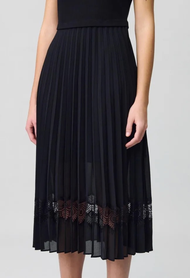 Claudie Pierlot Twist Black BiMaterial Midi Dress Women Dresses