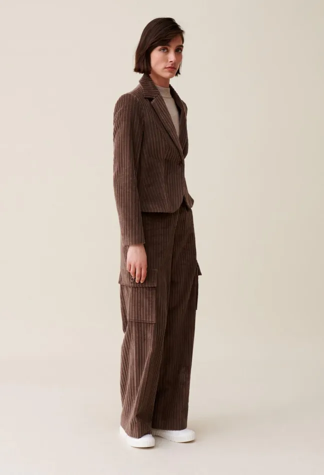 Claudie Pierlot Velvet Fitted Jacket Taupe Women Blazers