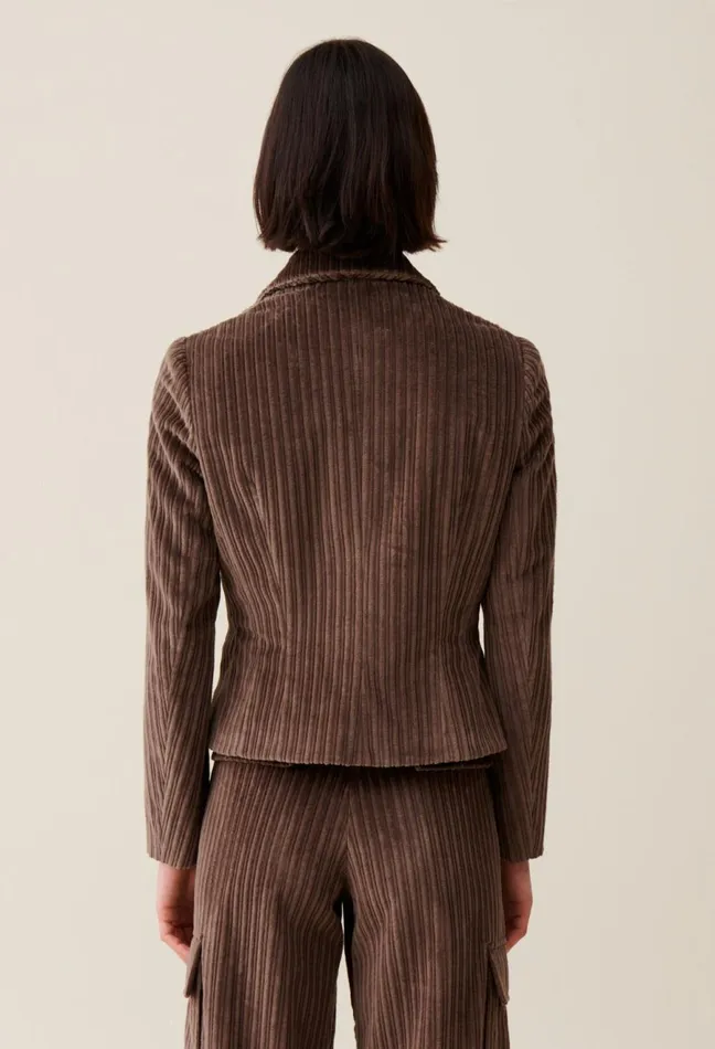 Claudie Pierlot Velvet Fitted Jacket Taupe Women Blazers