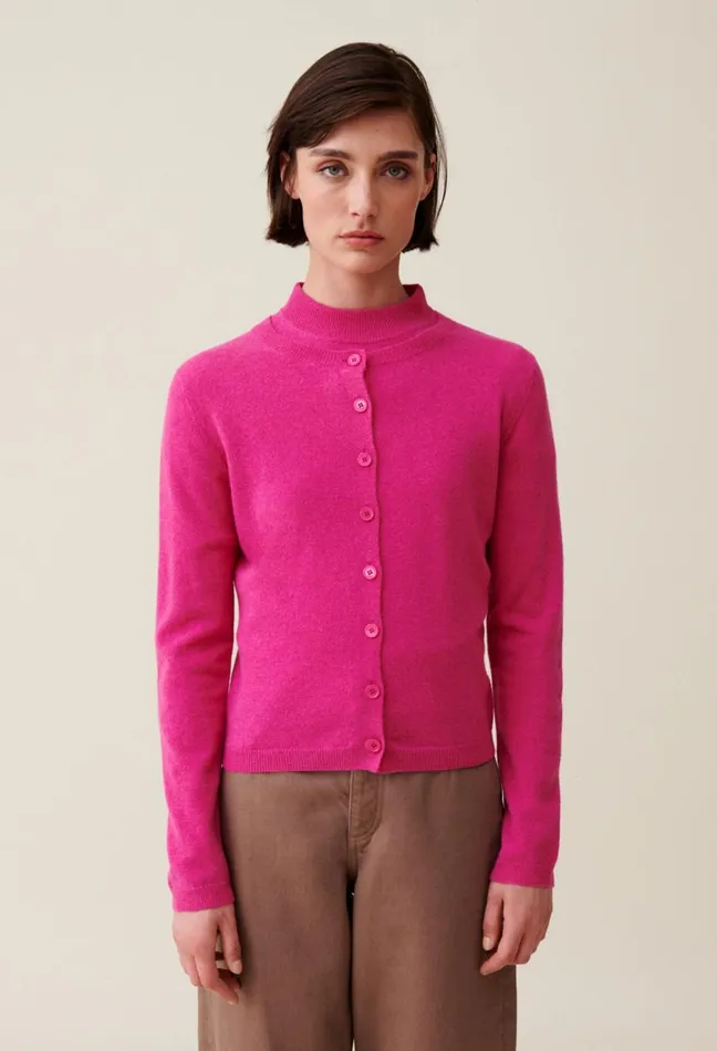 Claudie Pierlot Wool Cardigan W Cp Embroidery Pink Women Knitwear And Cardigans Claudie Pierlot Wool Cardigan W Cp Embroidery Pink Women Knitwear And Cardigans