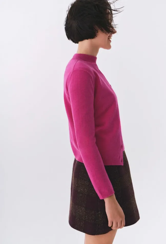 Claudie Pierlot Wool Cardigan W Cp Embroidery Pink Women Knitwear And Cardigans Claudie Pierlot Wool Cardigan W Cp Embroidery Pink Women Knitwear And Cardigans