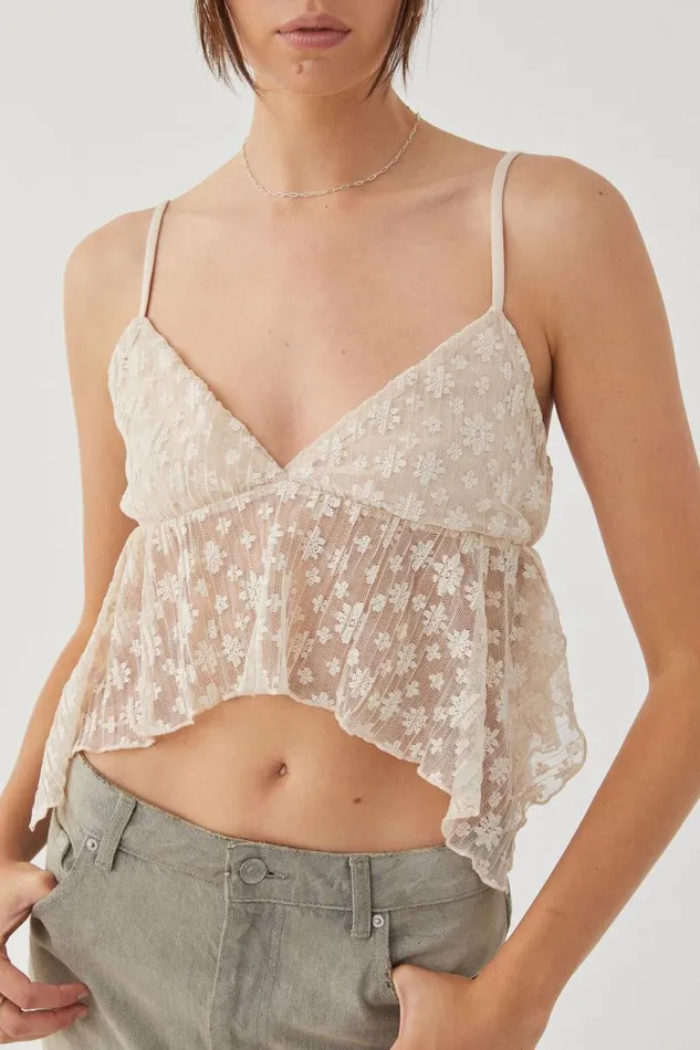 Clothing Supr Going Out Tops Molly Lace Cami Vanilla Beige