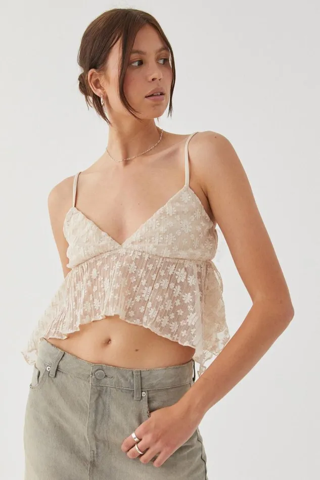 Clothing Supr Going Out Tops Molly Lace Cami Vanilla Beige