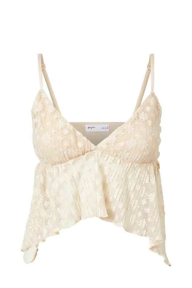 Clothing Supr Going Out Tops Molly Lace Cami Vanilla Beige
