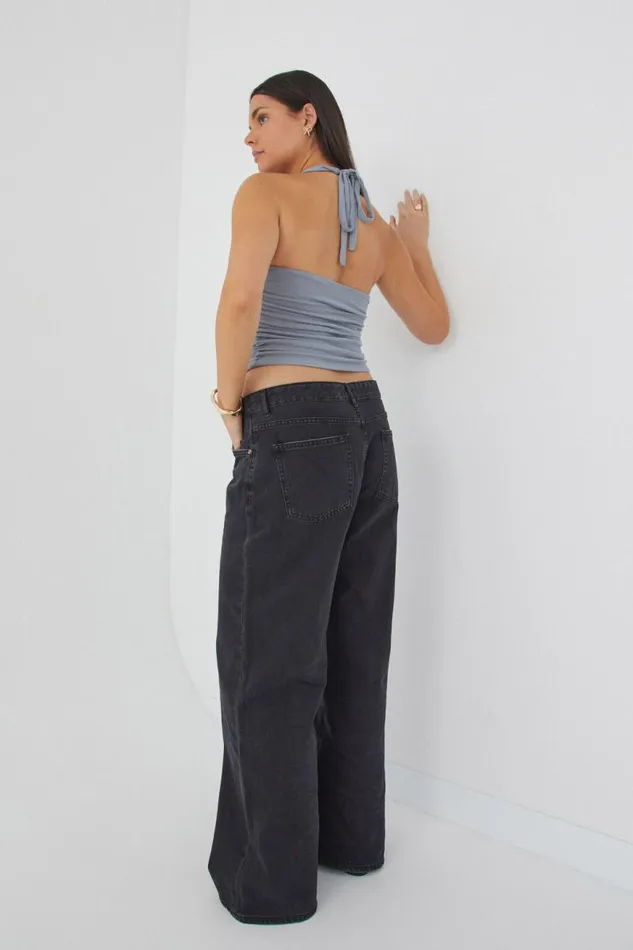 Clothing Supr Going Out Tops Rami Ruched Halter Top Blue Grey