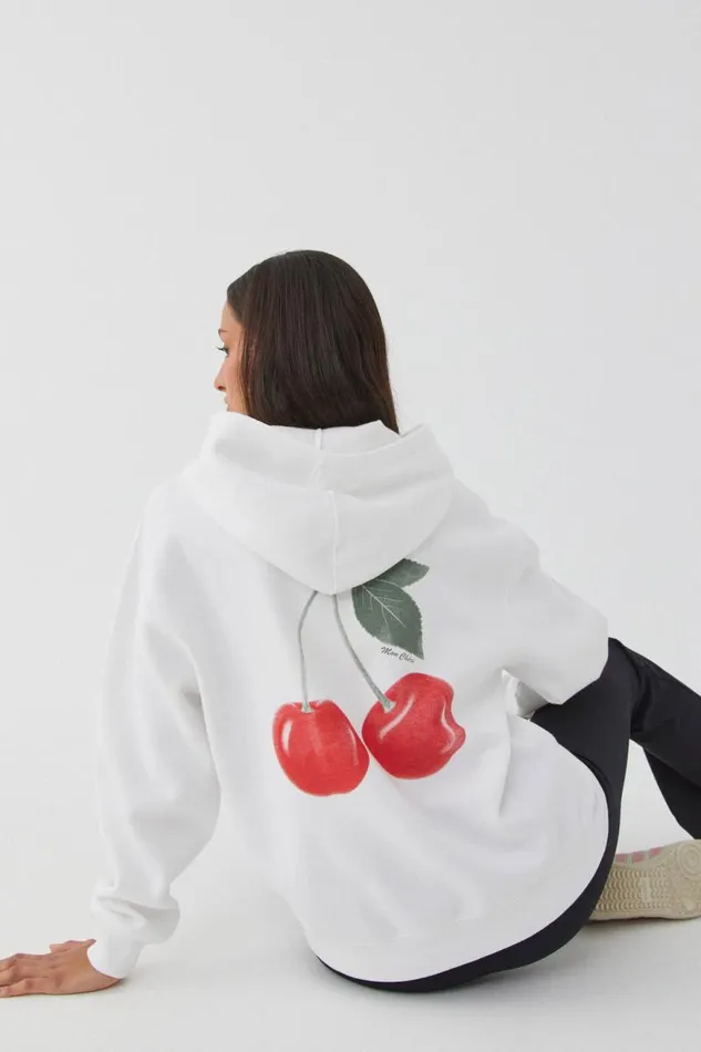 Clothing Supr Hoodies and Trackies Paige Oversized Printed Hoodie Cloud Whitemon Cheri
