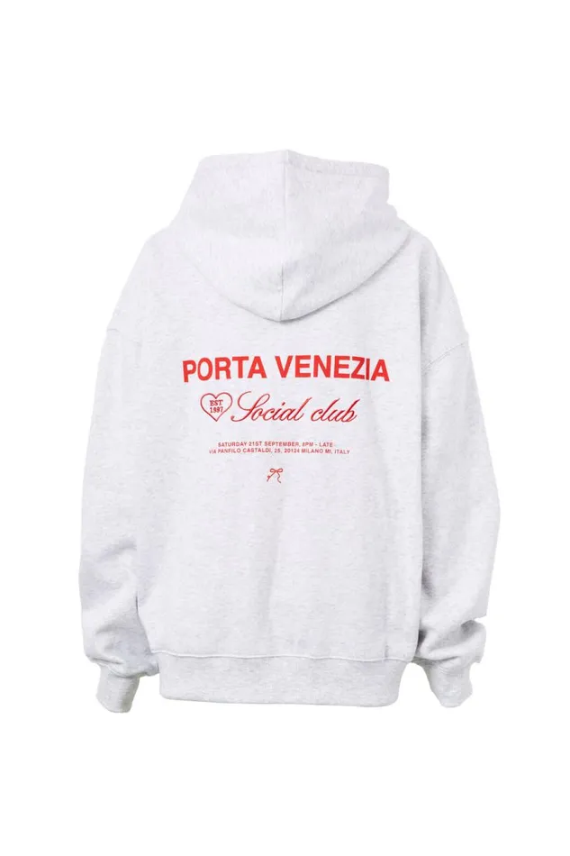 Clothing Supr Hoodies and Trackies Paige Oversized Printed Hoodie Light Grey Marleporta Venezia