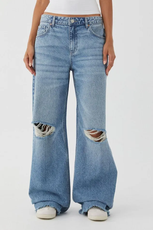 Clothing Supr Jeans Low Rise Baggy Jean River Blue Rip