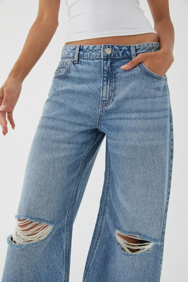 Clothing Supr Jeans Low Rise Baggy Jean River Blue Rip