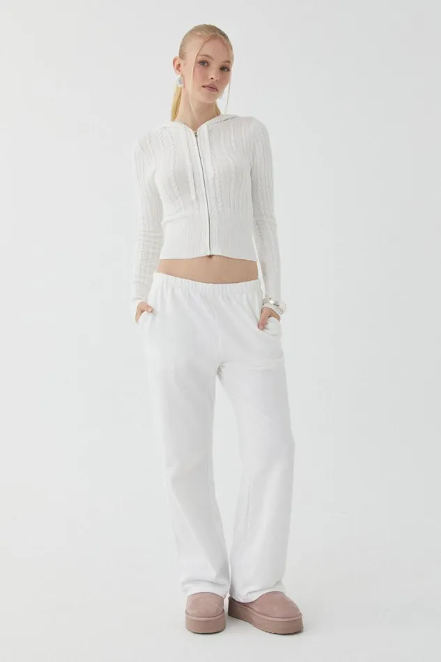 Clothing Supr Knitwear Starlette Zip Through Cable Knit Summer White