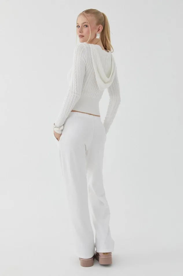 Clothing Supr Knitwear Starlette Zip Through Cable Knit Summer White