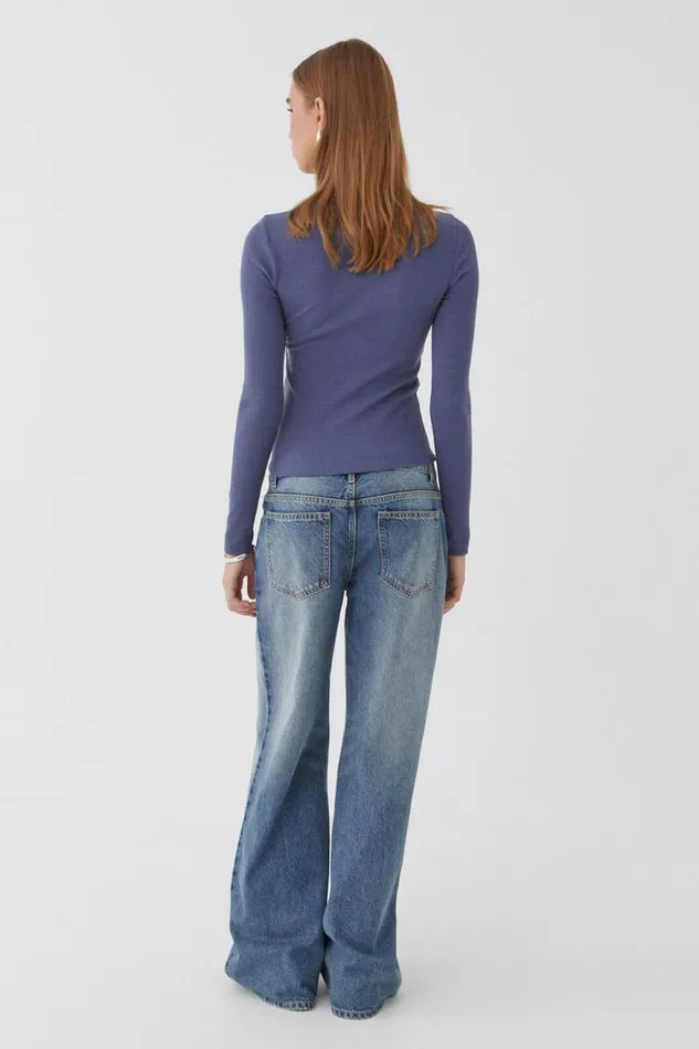 Clothing Supr Long Sleeve Tops Aspen Long Sleeve Rib Top Blue Marle