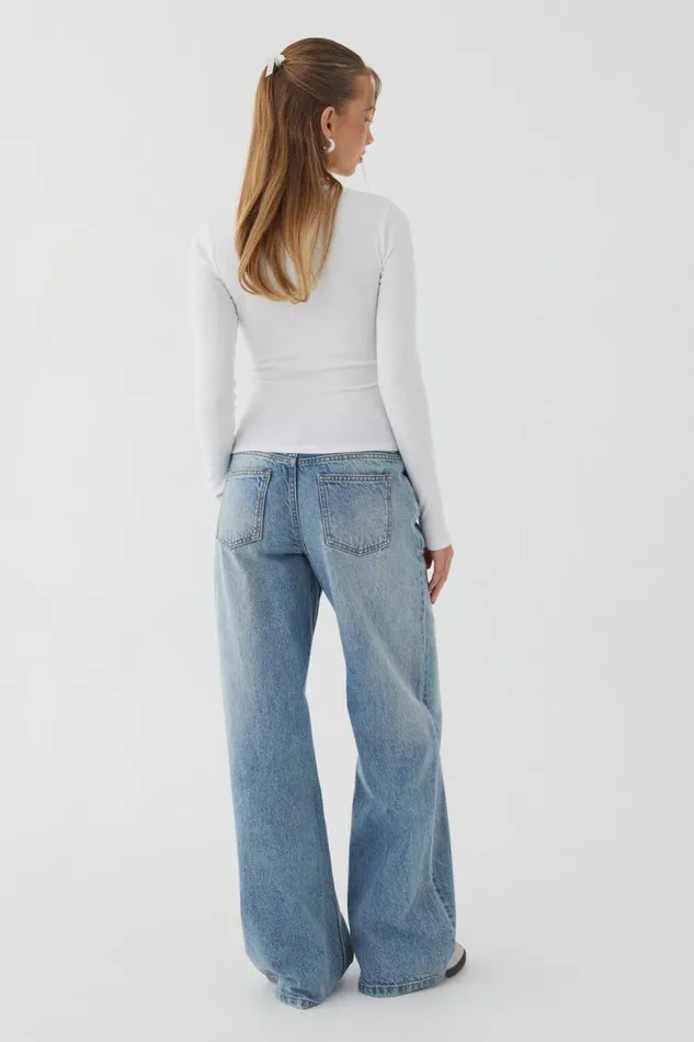 Clothing Supr Long Sleeve Tops Aspen Long Sleeve Rib Top White