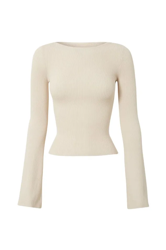 Clothing Supr Long Sleeve Tops Tina Backless Top Vanilla Beige