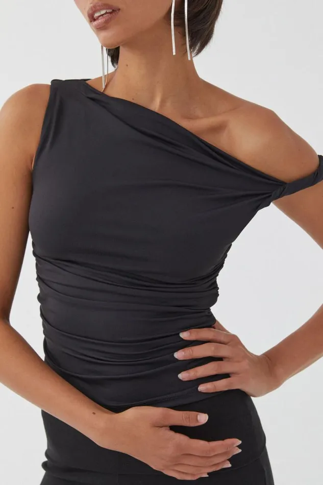 Clothing Supr Luxe Essentials Luxe Bree Ruched Twist Top Black