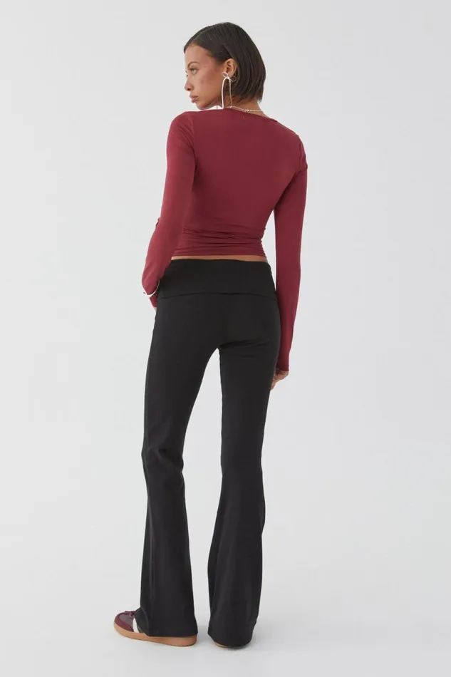 Clothing Supr Luxe Essentials Luxe Long Sleeve Longline Tee Deep Cherry