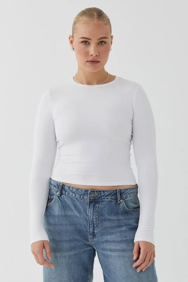Clothing Supr Luxe Essentials Luxe Long Sleeve Longline Tee White