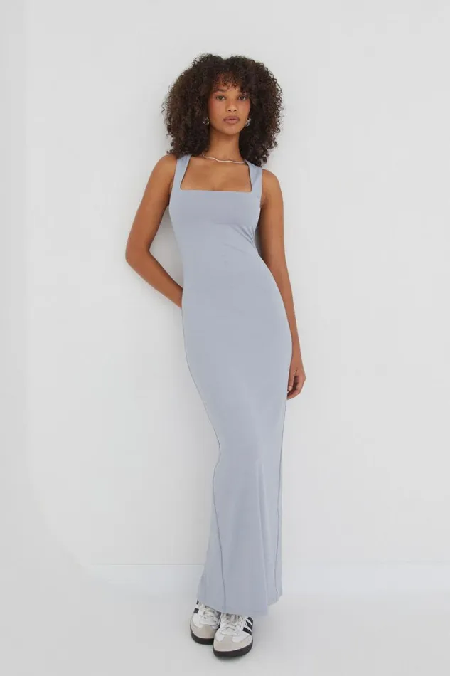 Clothing Supr Luxe Essentials Luxe Open Neck Maxi Dress Newport Blue