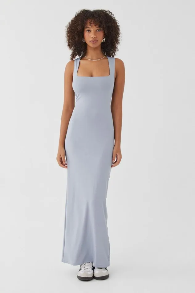 Clothing Supr Luxe Essentials Luxe Open Neck Maxi Dress Newport Blue